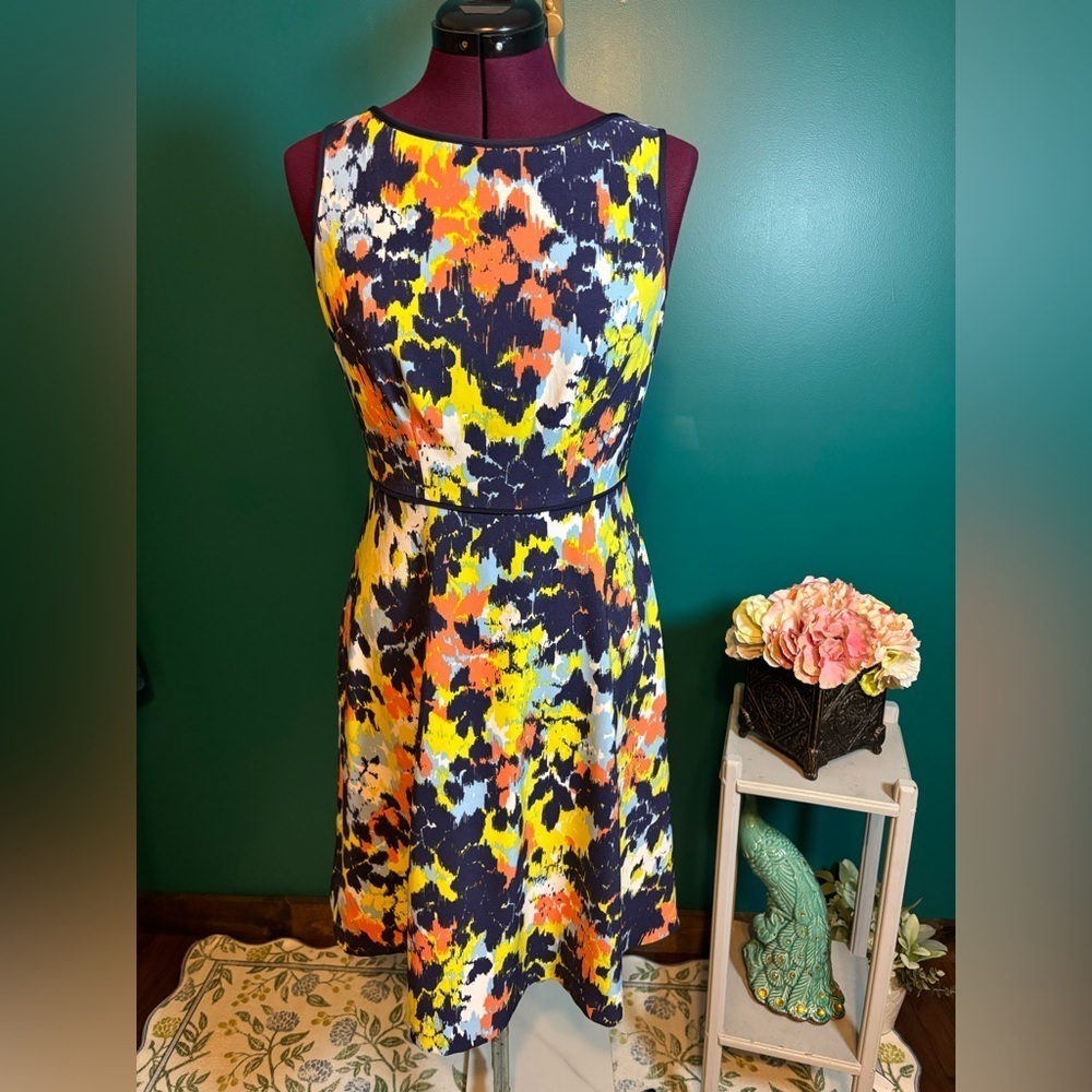London Times Yellow Orange Sleeveless A-line Sundress